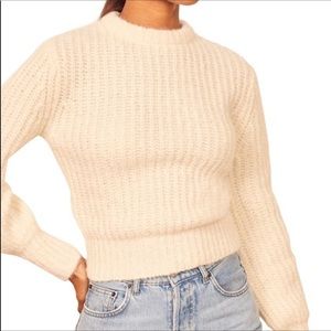 NWT Reformation Tatum Alpaca Croppes Crew Neck Sweater Size XL